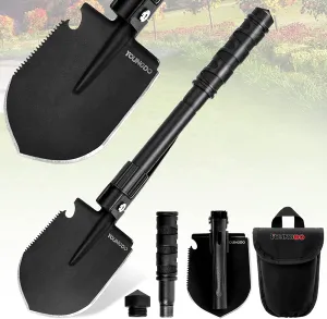 YOUNGDO Folding Shovel, Camping Survival Shovel with Pickaxe, Tactical Entrenching Tool for Digging, Backpacking, Hiking, Gardening, Car Emergency, Metal Detector Accessories