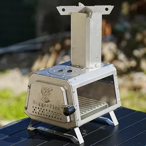 YVYKFZD Outdoor Wood Burning Stove, Portable Camping Wood Stove, Detachable Windproof Hot Tent Stove, for 2 to 3 People Outdoor Camping, Travel, Picnic, BBQ (Color : Stainless Steel a)