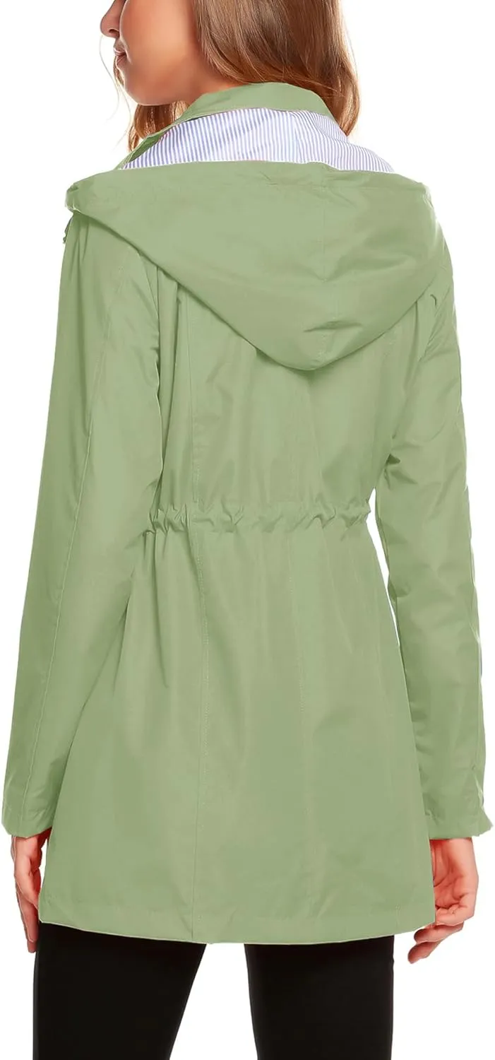 ZHENWEI Womens Lightweight Hooded Waterproof Active Outdoor Rain Jacket S-XXL