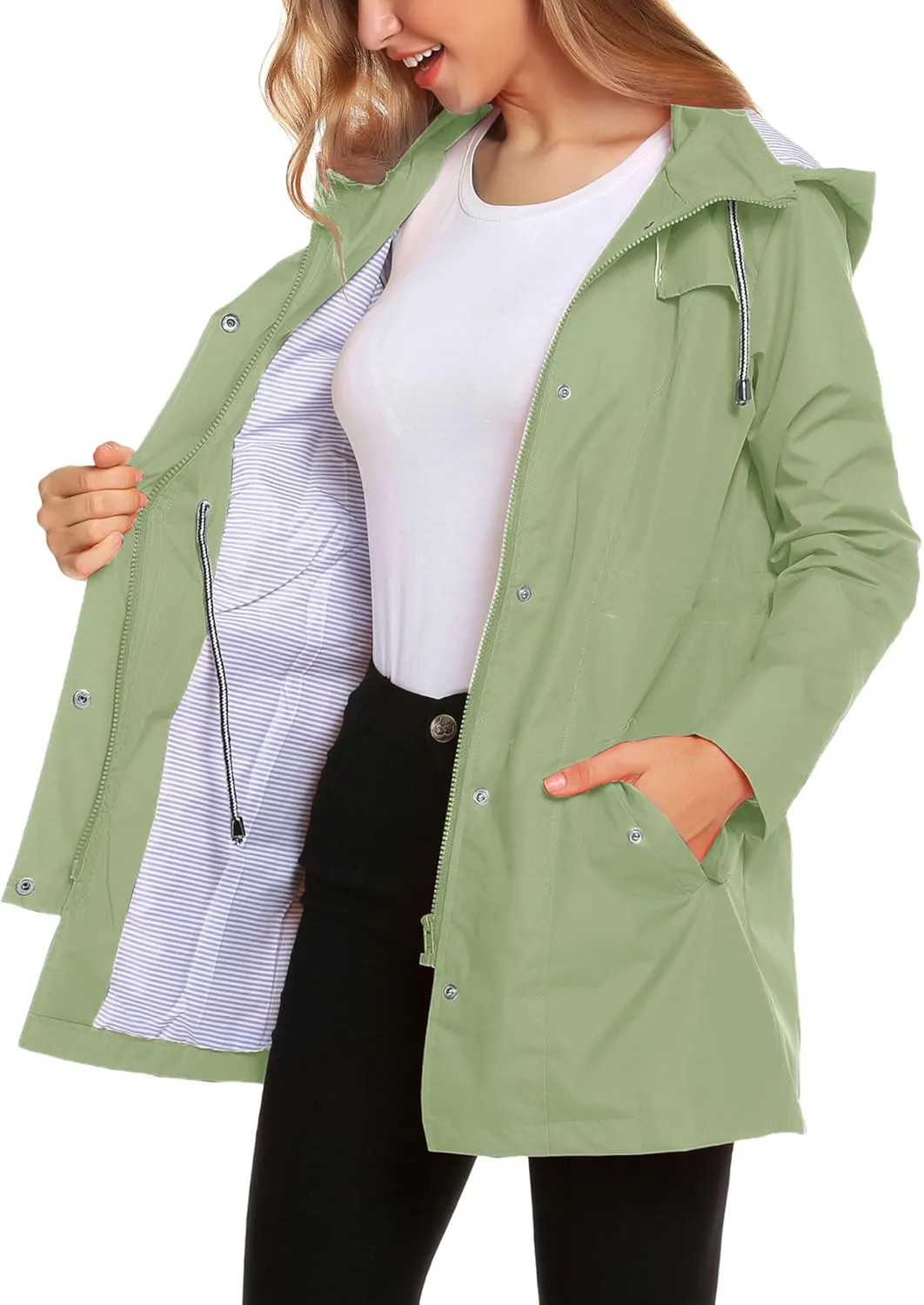 ZHENWEI Womens Lightweight Hooded Waterproof Active Outdoor Rain Jacket S-XXL