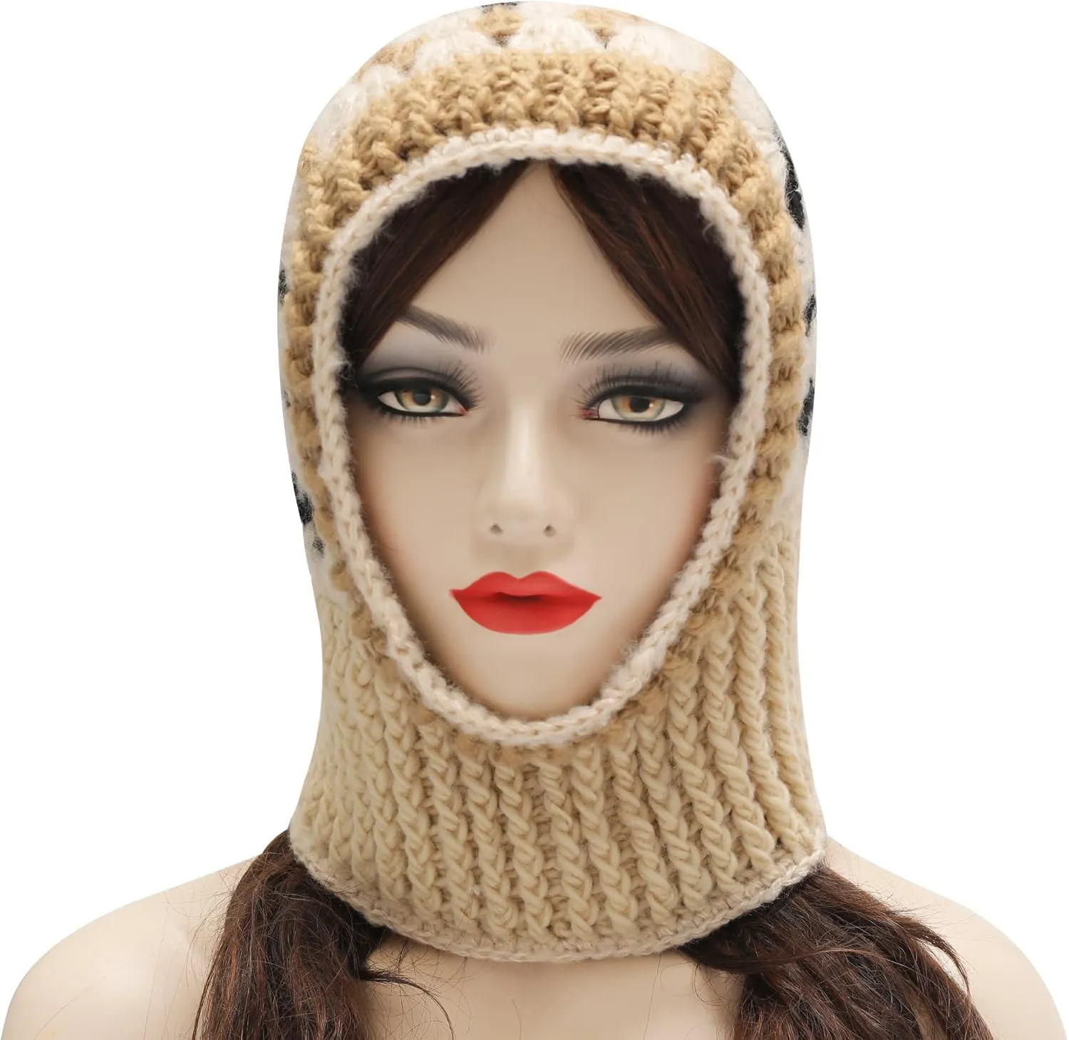 ZLYC Winter Knitted Winter Hat Windproof Hooded Scarf Balaclava Beanie Hat for Women