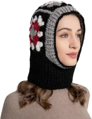 ZLYC Winter Knitted Winter Hat Windproof Hooded Scarf Balaclava Beanie Hat for Women