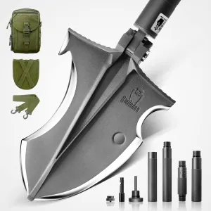 Zune Lotoo Tactical Survival Shovel Multitool with Axe Blade 24 in 1 Camping Shovel Folding Spade Martensitic Steel Entrenching Tool Gear for Survivalist Emergency Hiking Backpack 35.9 Inch